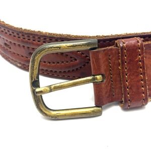 Rinaldi Mens Brown Genuine Leather Belt Made in Italy Eurometal Buckle 39 Inch
